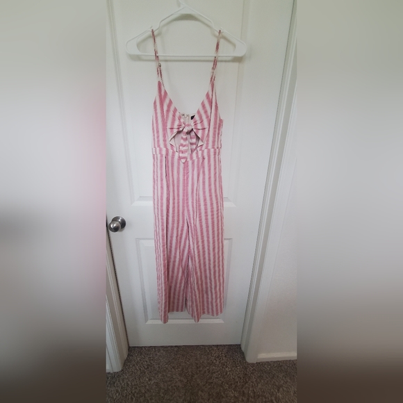 Forever 21 Linen Stripe Crop Jumpsuit - Picture 4 of 7